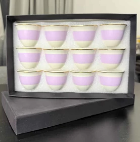 Luxury Arabic Coffee Cup Set – 12 Pieces of High-Quality Porcelain with Elegant Design