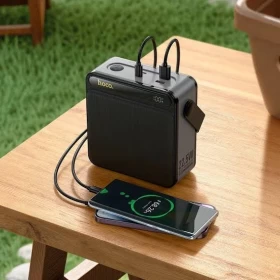 باور بانك Hoco J161 بسعة 80000mAh مع شحن سريع 22.5 واط وPD 20W وإضاءة LED