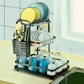 Stainless Steel Rustproof Dish Drying Rack  – Black