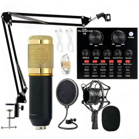 Microphone Bundle with Live Sound Card For Studio Recording & Broadcasting