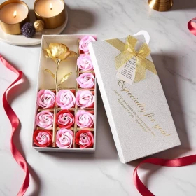 12pcs Soap Rose and 24k Gold Foil Rose Gift