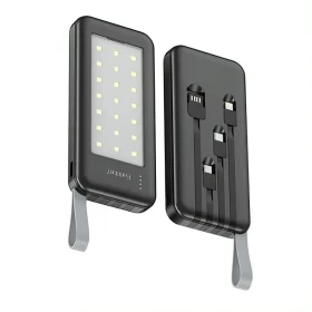 Earldom ET-PB48 Wired Power Bank – 10000mAh | 3 Built-in Cables | Black