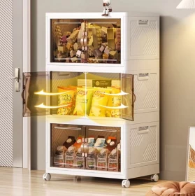 Storage Bins with Lids – 3 Pack | Foldable Boxes with Wheels