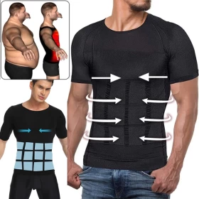 Men-Slimming-Body-Shaper-Compressor TShirt Black-0064