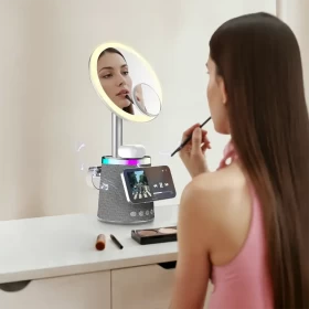 Porodo Makeup Mirror with Wireless Charger & Speaker – RGB Lights