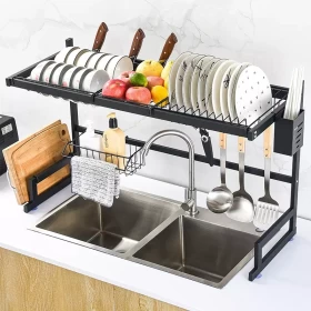 Over The Sink Dish Drying Rack Kitchen Organizer -65x32x52cm