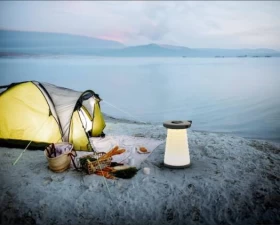 Porodo Portable Retractable Folding Telescopic LED Stool – Outdoor Camping & Travel -Red