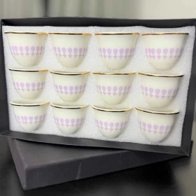 Luxury Arabic Coffee Cup Set – 12 Pieces of High-Quality Porcelain with Elegant Design