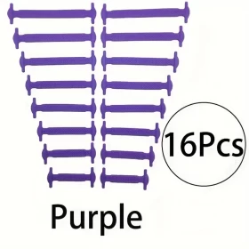 16 Pieces Silicone No Tie Shoelaces For Sneakers - purple