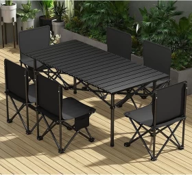 Folding Table and Chair Set – Portable Outdoor Camping Egg Roll Table