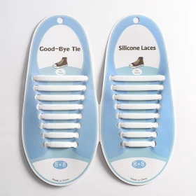 16 قطعة رباط حذاء سيليكون بدون ربط للأحذية الرياضية - ابيض
