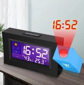Digital LED Alarm Clock with Ceiling Projector – Stylish Bedside Clock