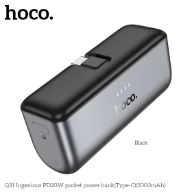 HOCO Q31 Ingenious PD20W 5000mAh Pocket Power Bank – Fast Charging & Portable (Type-C)