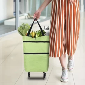 Collapsible Trolley Shopping Bag  (Green)