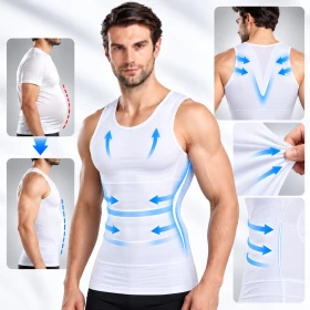 Men’s Slim Fit Compression Tank Top WHITE-XL