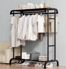 Single Stand Double Rod Clothes Rack – 110 × 150 × 41cm