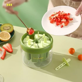 Home Ice Cream Popsicle Molds – 8 Grid DIY Tray with Lid