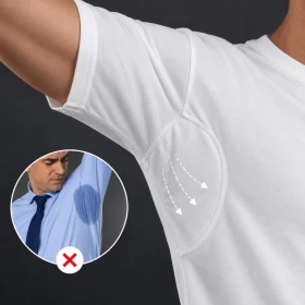 Sweatproof Classic Cotton Undershirt for Men with Underarm Sweat Pad-(U shape neck)