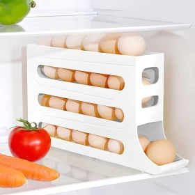 Egg Storage Fridge – 30 Eggs, 4-Level Automatic Rolling Egg Container