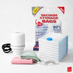 Vacuum Storage Bags With 2 Electric And Manual Pump -10 PACK