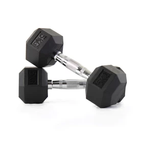 Black Rubber Hex Dumbbell – 5KG