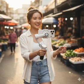 Powerology Magwave 3-Axis Magnetic Smart Phone Gimbal – AI Stabilized Vlogging Gimbal