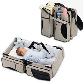 Baby travel Kids cot 3 in 1 Diaper Bag with Changing Bed mom