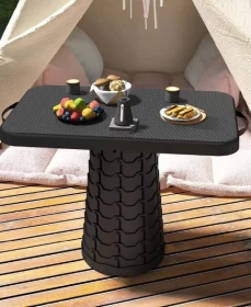 Folding Stool With Table – Black