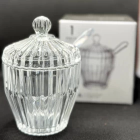 Luxury Crystal Sugar Bowl “Sukkariyya” – 3-Piece Elegant Majlis Design