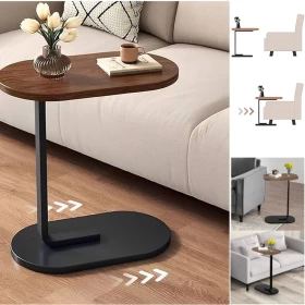 Chic C-Shaped Wooden Side Tabl