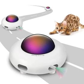 Automatic Interactive UFO Cat Toy With Feather Teaser