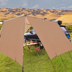 HI-TEX Car Side Awning 2.5 × 1.6 m  Pull-Out Shade with 2 Extensions for Outdoor Camping