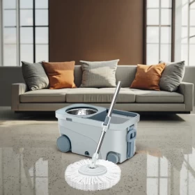 Mop with Movable Bucket & Tires