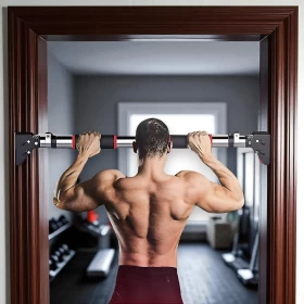 Doorway Mounted Pull Up Bar Adjustable Non-Slip Steel -65x95cm