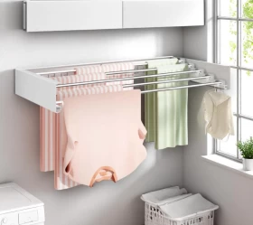 Wall mounted foldaway rail for drying clothes-81cm