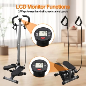 Stair Climber Fitness Machine with Resistance Bands & LCD Display