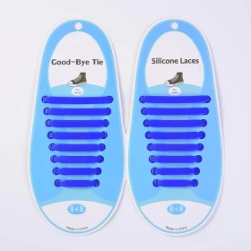 16 Pieces Silicone No Tie Shoelaces For Sneakers -Blue
