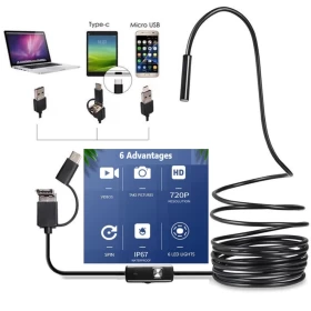 2 in 1 Micro Type-cEndoscope for Android and PC with USB Port-5m