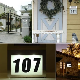 Solar LED House Address Number Light Waterproof Wall Sign -20x18cm