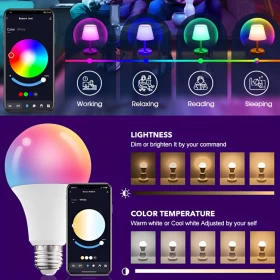 Tuya Smart LED Bulb 4g Wifi Light E27 RGB 9W